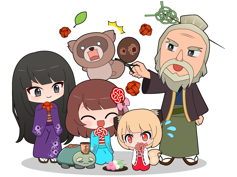 うさぎと玉結び